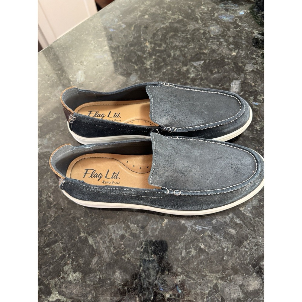 Mens Flag Ltd By Nappa Glove Navy Suede Leather Slip On Loafer Shoes Size